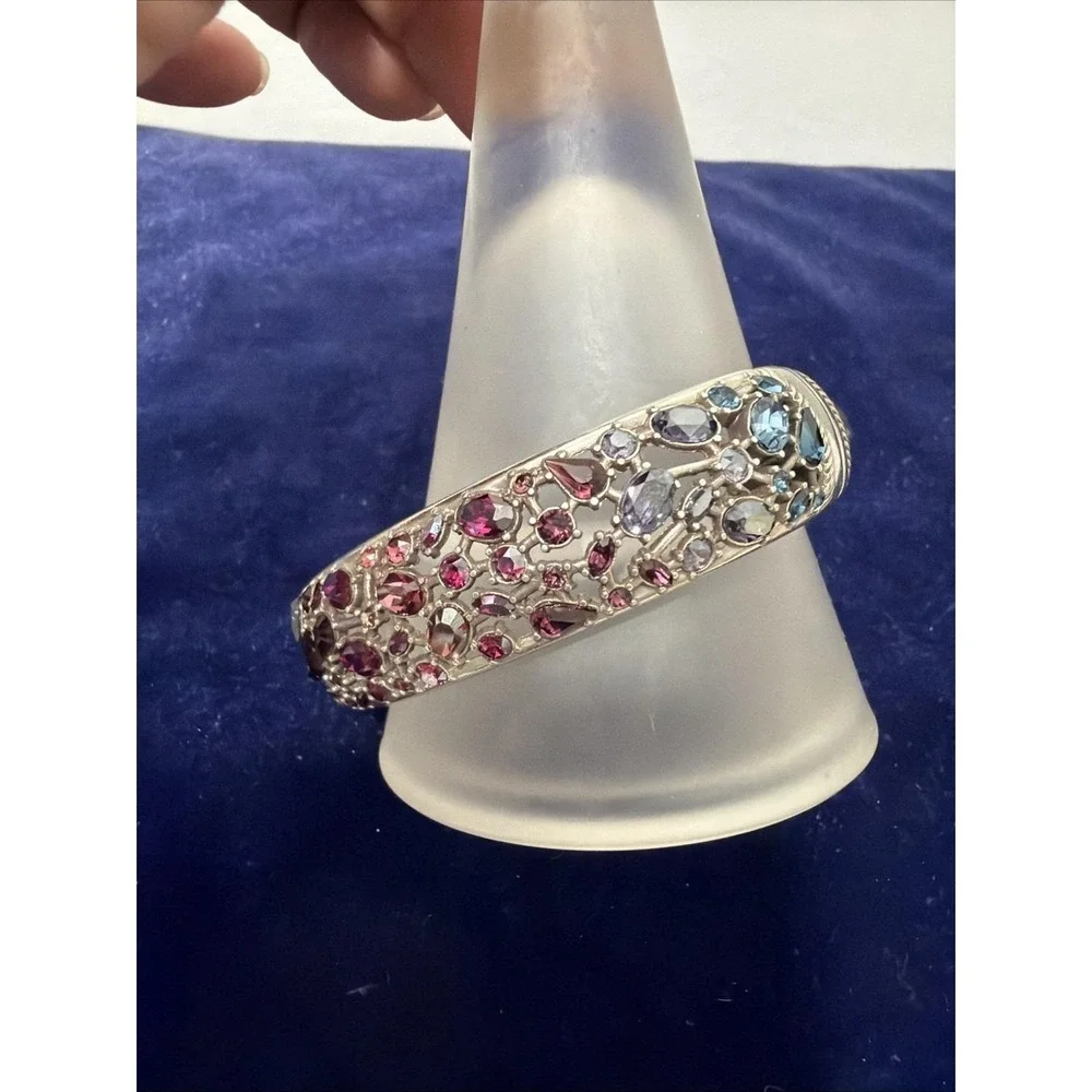 Brighton One Love Large Multi Color Crystal  bracelet Silver Tone .